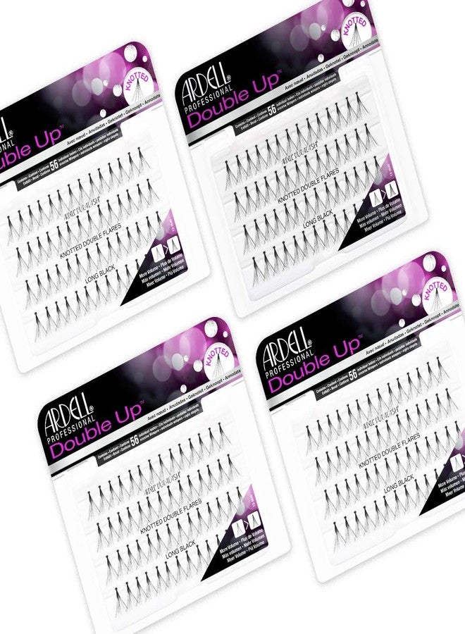 Ardell Double Up Individual Lashes, Knotted - Long, Black, DIY Lash Clusters, Reusable Eyelash Extensions, 4 Pack - Image 1